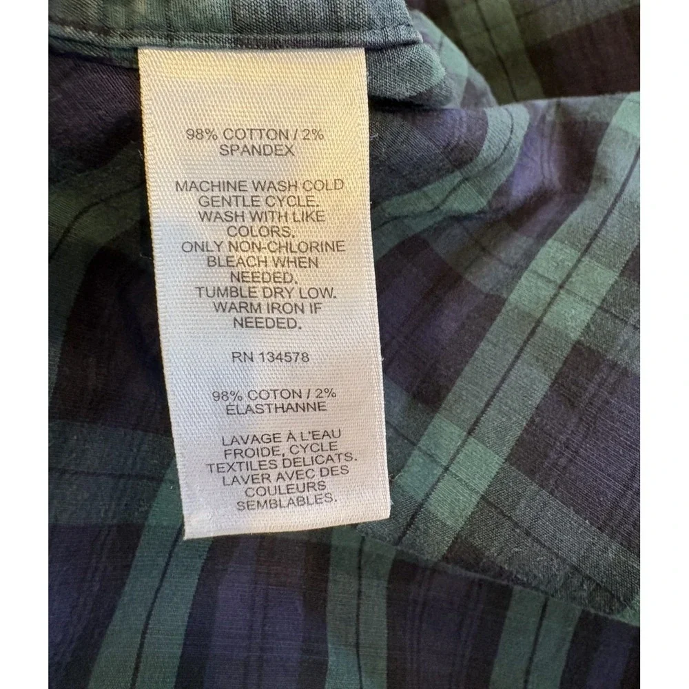 Vineyard Vines Plaid Flannel Button Down Shirt Long Sleeve Size 3XT Blue/Green